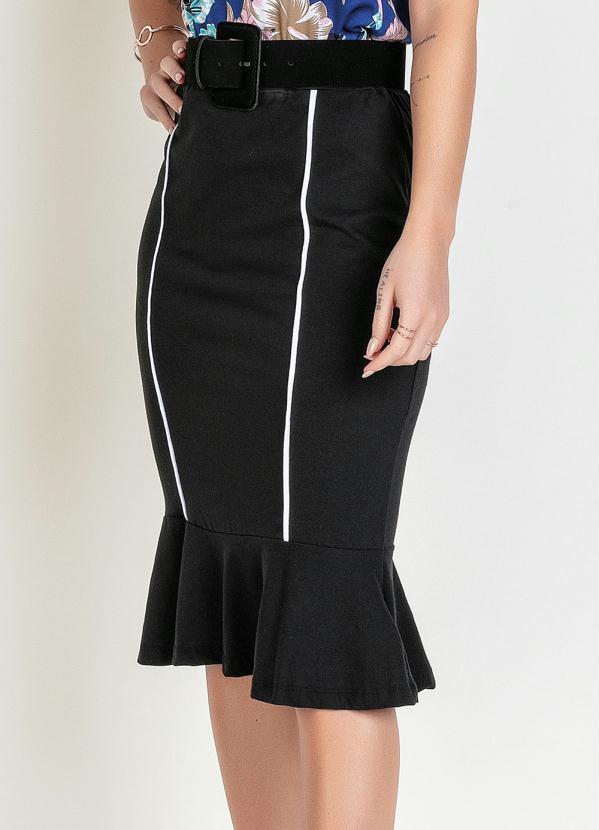 Saia com Filete Branco (Preta) Moda Evang�lica