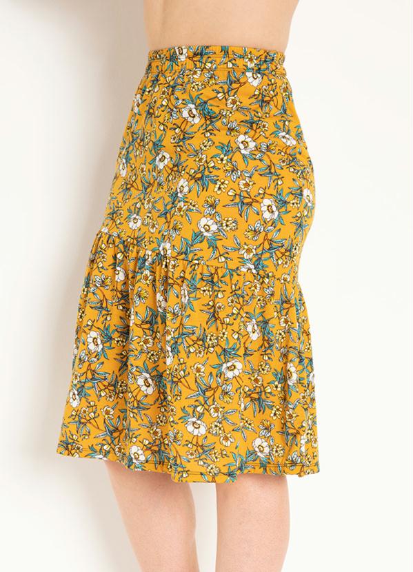 Saia com Franzido(Floral Mostarda) Moda Evangélica Saia com Franzido(Floral Mostarda) Moda Evangélica