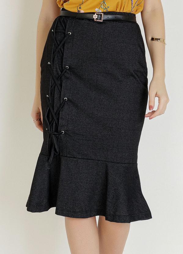 Saia com Ilh�ses (Preta) Moda Evang�lica