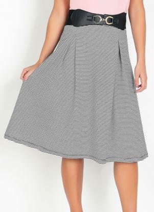 Saia com Pregas (Listrada Preta) Moda Evangélica Saia com Pregas (Listrada Preta) Moda Evangélica