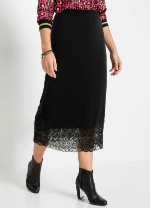 Saia com Renda e Fenda na Barra (Preta) Saia com Renda e Fenda na Barra (Preta)