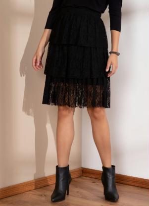Saia de Renda em Camadas (Preta)