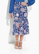 Saia Floral Azul com Fenda