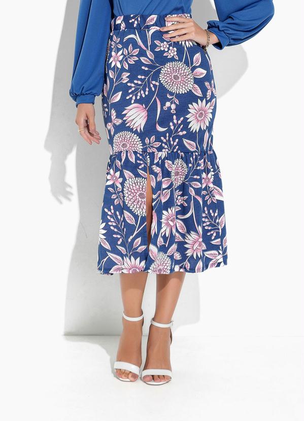 Saia (Floral Azul) com Fenda