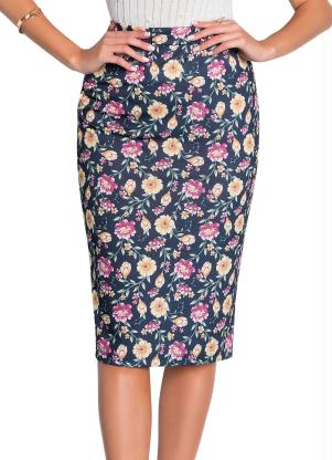 Saia (Floral) Moda Evangélica Modelo Lápis Saia (Floral) Moda Evangélica Modelo Lápis