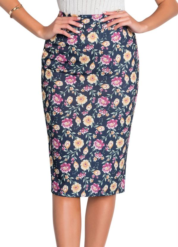 Saia (Floral) Moda Evangélica Modelo Lápis Saia (Floral) Moda Evangélica Modelo Lápis