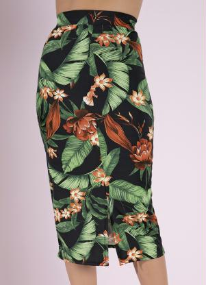 Saia (Floral Preta) com Fenda