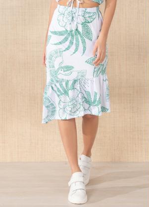 Saia (Floral Verde) com Barra Assim�trica