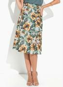 Saia Floral Verde com Pregas