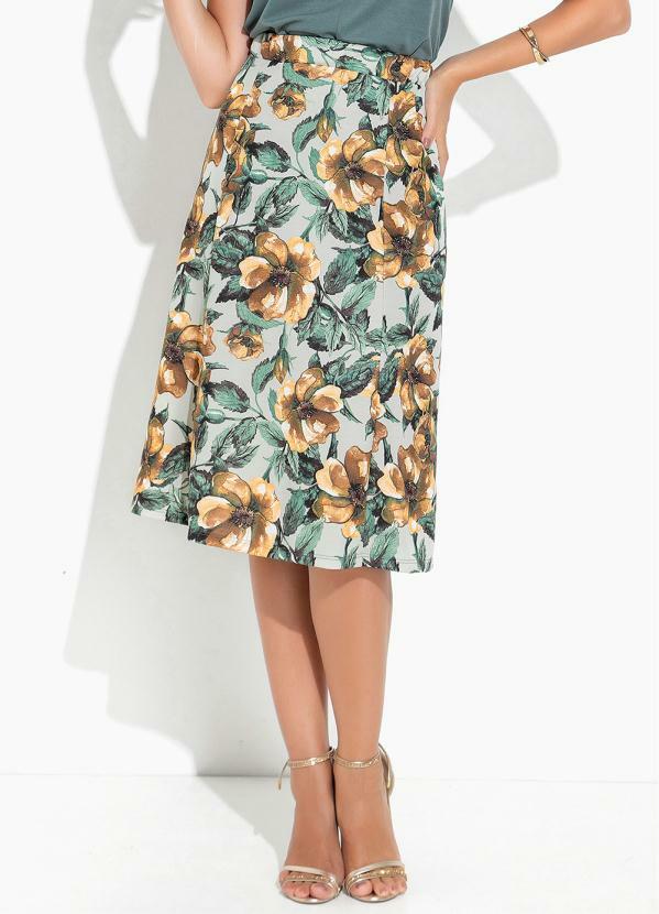 Saia (Floral Verde) com Pregas