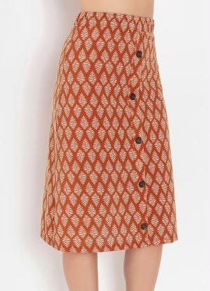 Saia (Folhas Ferrugem) com Bot�es Moda Evang�lica