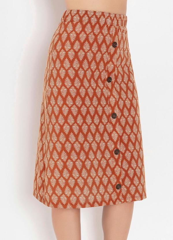 Saia (Folhas Ferrugem) com Bot�es Moda Evang�lica
