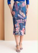 Saia Folhas Marinho com Fendas