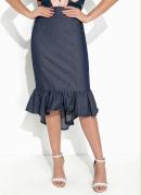 Saia Jeans Azul com Babado