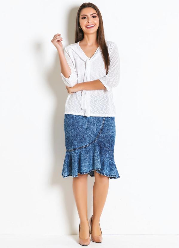 saia jeans com babado evangelica