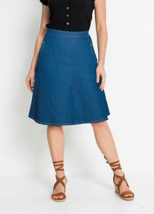 Saia Jeans com Bolsos (Azul M�dio)