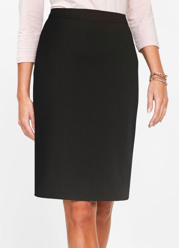 Saia L�pis com El�stico na Cintura (Preta)