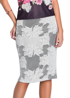 Saia L�pis em Renda (Off White) Moda Evang�lica
