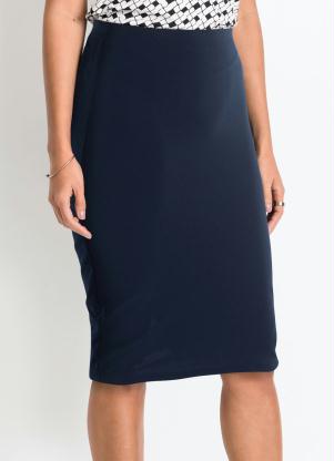 Saia L�pis Estruturada (Azul Marinho)