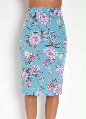 Saia Lapís (Floral Azul) Saia Lapís (Floral Azul)