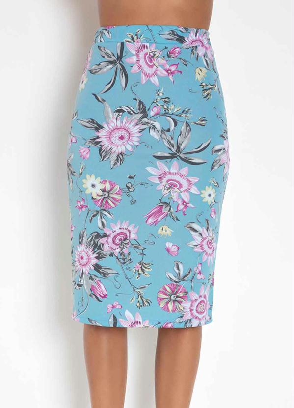 Saia Lapís (Floral Azul) Saia Lapís (Floral Azul)