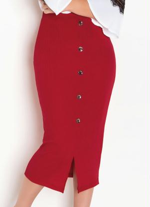Saia Lápis (Vermelha) com Fenda Moda Evangélica Saia Lápis (Vermelha) com Fenda Moda Evangélica