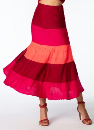 Saia Longa (Listrado Vermelho) em Tric�