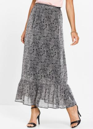 Saia Midi com Transparência (Paisley Preta) Saia Midi com Transparência (Paisley Preta)