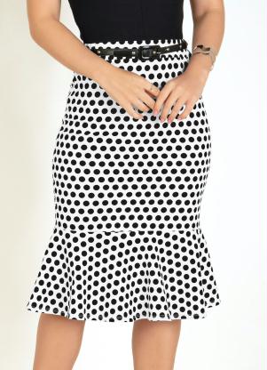 Saia Midi (Poá) com Babado na Barra Saia Midi (Poá) com Babado na Barra