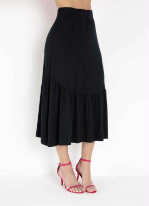 Saia Midi (Preta) com Babado Rovitex