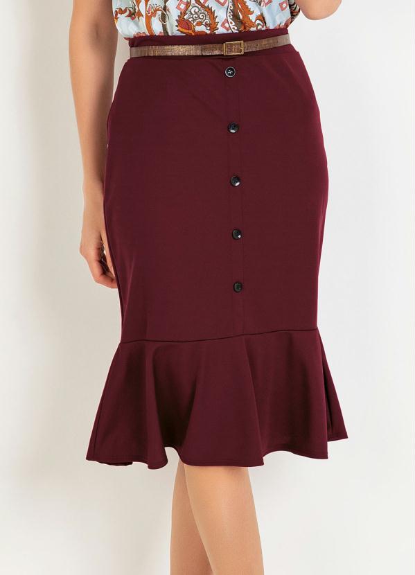 Saia Peplum com Bot�es (Bord�) Moda Evang�lica