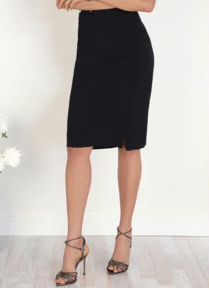 Saia (Preta) Cl�ssica com Bot�es Forrados