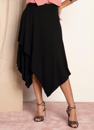 Saia (Preta) com Barra Assimétrica Saia (Preta) com Barra Assimétrica