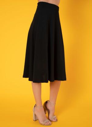 Saia (Preta) Evasê e Elástico na Cintura Saia (Preta) Evasê e Elástico na Cintura