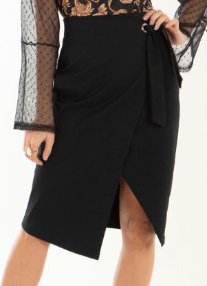 Saia (Preta) Transpassada com Amarra��o Quintess