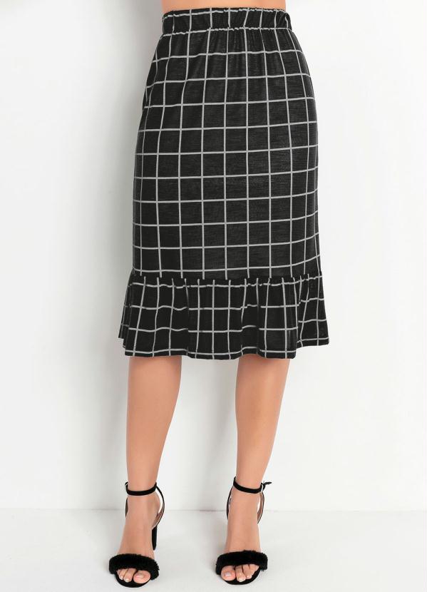 Saia (Quadrada Preta) com Babado Moda Evang�lica