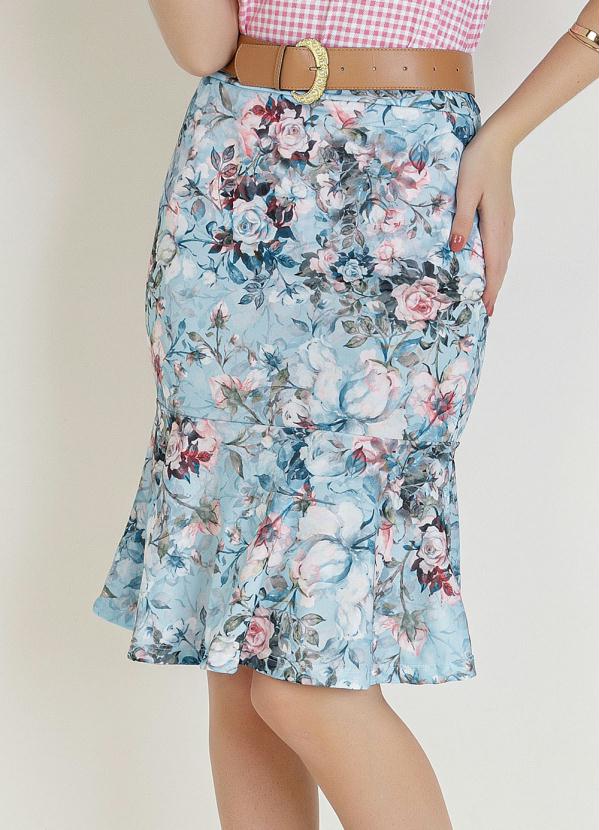 Saia Sereia (Floral Azul) Moda Evang�lica