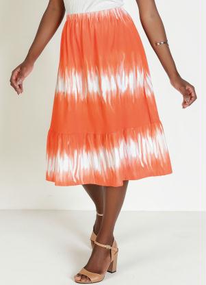 Saia (Tie Dye Laranja) com Babado na Barra Saia (Tie Dye Laranja) com Babado na Barra