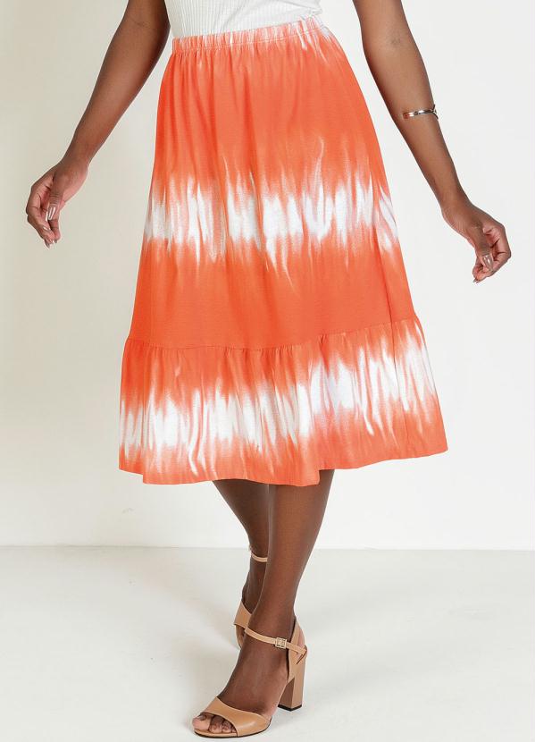 Saia (Tie Dye Laranja) com Babado na Barra Saia (Tie Dye Laranja) com Babado na Barra
