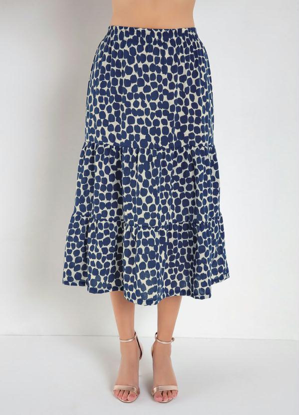 Saia Tr�s Marias com Franzido (Po� Azul)