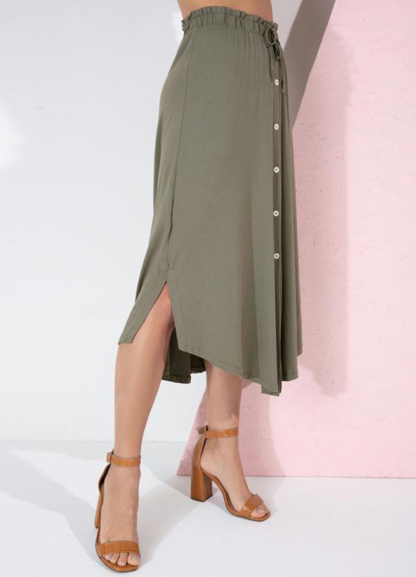Saia (Verde) com Fendas e Botões Saia (Verde) com Fendas e Botões