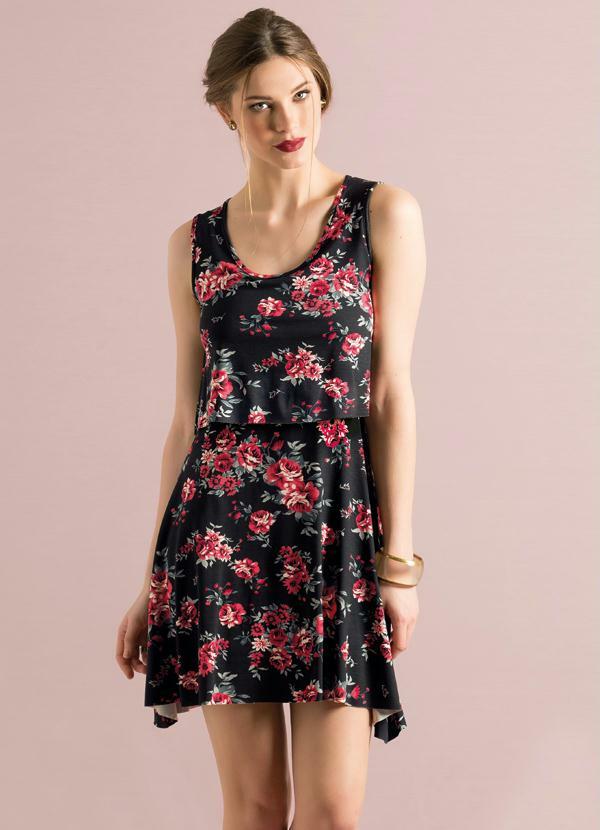 vestido floral preto