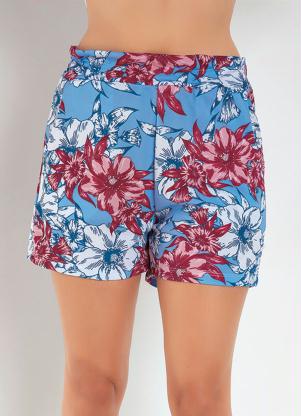 Short Clochard com Bolso (Floral Azul)
