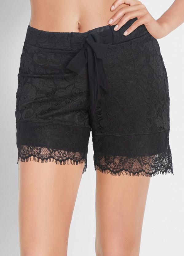 Short em Renda com Laço (Preto) Short em Renda com Laço (Preto)