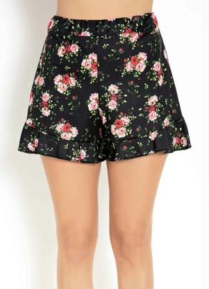 Short (Floral Preto) com Babado
