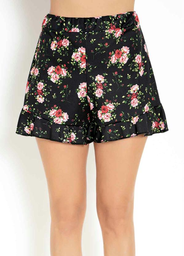 Short (Floral Preto) com Babado