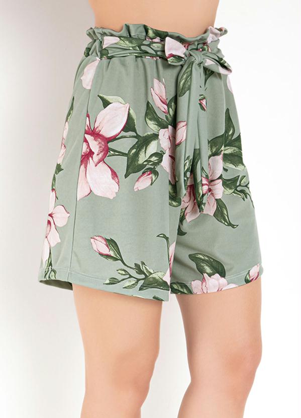 Short (Floral Verde) com Faixa Fixa Frontal Short (Floral Verde) com Faixa Fixa Frontal