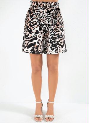 Short (On�a) com Faixa para Amarra��o