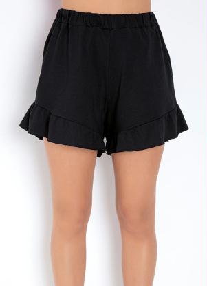 Short (Preto) com Babado na Barra