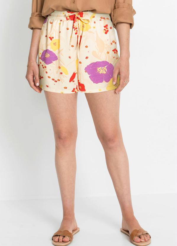 Shorts com Amarra��o (Floral Bege)